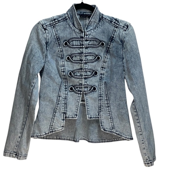 Allen Shwartz Allen B Denim Military Victorian Y2K Midline Denim Wash Jacket - Picture 1 of 10
